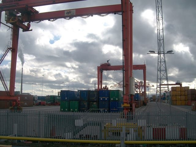 A container terminal at Dublin Port