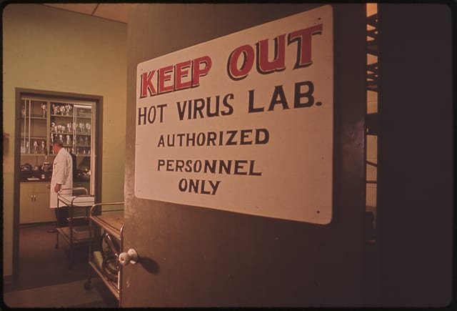 Researchers in a virology laboratory